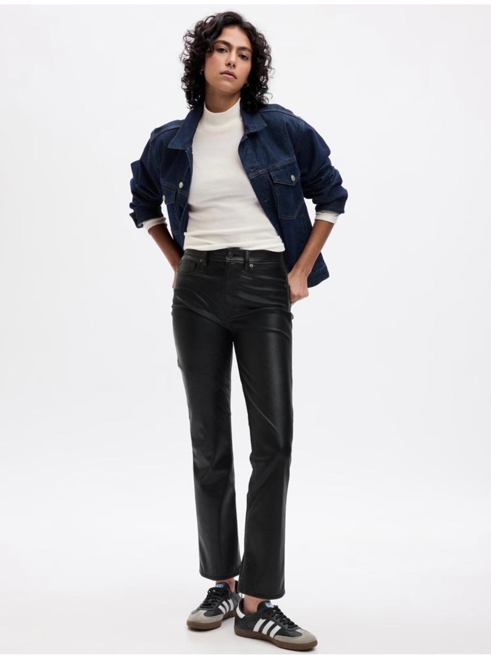GAP Black Straight-Leg Faux Leather Jeans